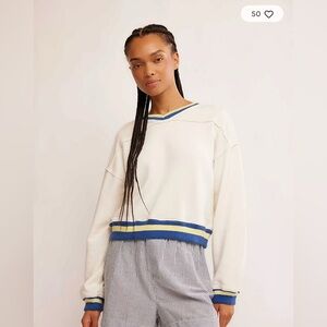 NWT Free People Rio Striped Hem Sweatshirt, XS